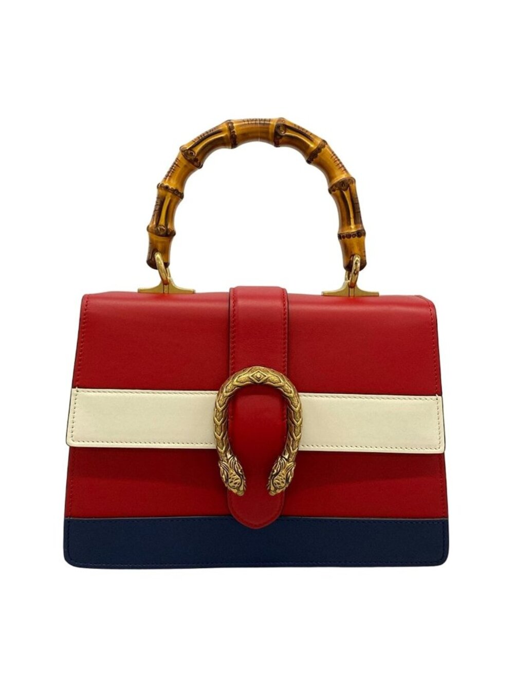 Gucci Handbag Dionysus Bamboo Red White Navy Leather